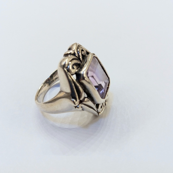 Sterling Amethyst Ring 7 1/2 February Birthstone - Picture 3 of 5